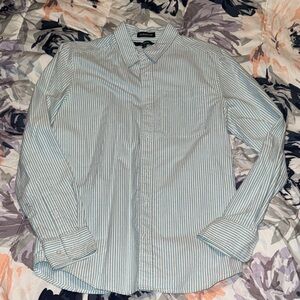 Like New Men's Light Blue and White 100% cotton Striped Dress Shirt